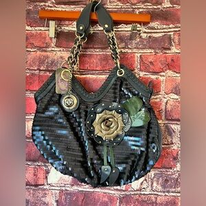 Rare Sharif Royal Blue Sequin Shoulder Bag & Matching Interior Pouch